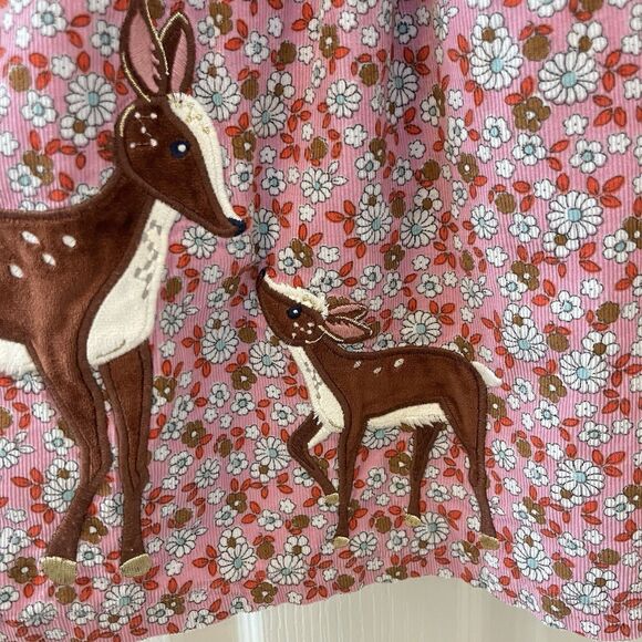 Baby Boden Pink Deer Vintage Daisy Applique Corduroy Pinnie Dress 18-24 Months - Picture 7 of 16
